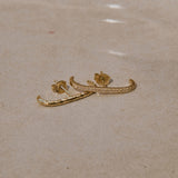 White Sapphire Pave Suspender Earring 14k Gold Vermeil on porcelain dish along with the hammered suspender earring
