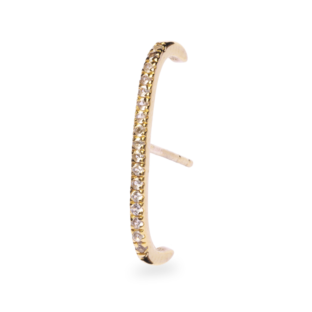 White Sapphire Pave Suspender Earring 14k Gold Vermeil on white backkground