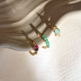 Emerald Huggie Hoop Earring 9k Gold