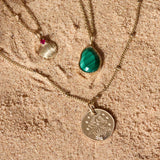 Malachite Pebble Necklace 9k Gold