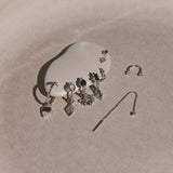 Green Tourmaline, Sapphire & Moonstone Earring Charm Sterling Silver