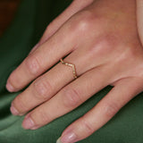 Diamond Engraved Wishbone Ring 9k Gold