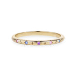 Gemstone Celestial Band Ring 9k Gold