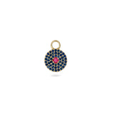 Sapphire & Ruby Pavé Disc Earring Charm 9k Gold