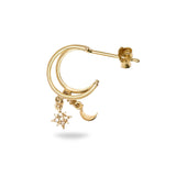 Celestial Diamond Charm Hoop Earring 9k Gold