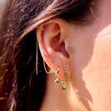 Emerald Threader Stud Earring 9k Gold