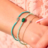 Amazonite & Malachite Beaded Bracelet Sterling Silver