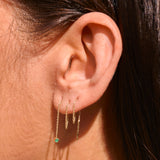 Emerald Threader Stud Earring 9k Gold