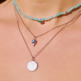 Amazonite & Malachite Eye Beaded Necklace Sterling Silver