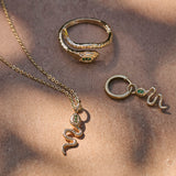 Emerald Snake Necklace 9k Gold