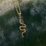Emerald Snake Necklace 9k Gold