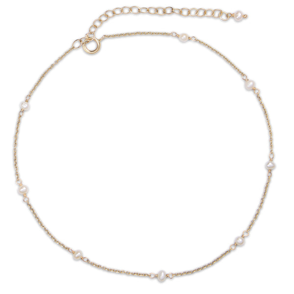 Pearl Chain Anklet 9k Gold