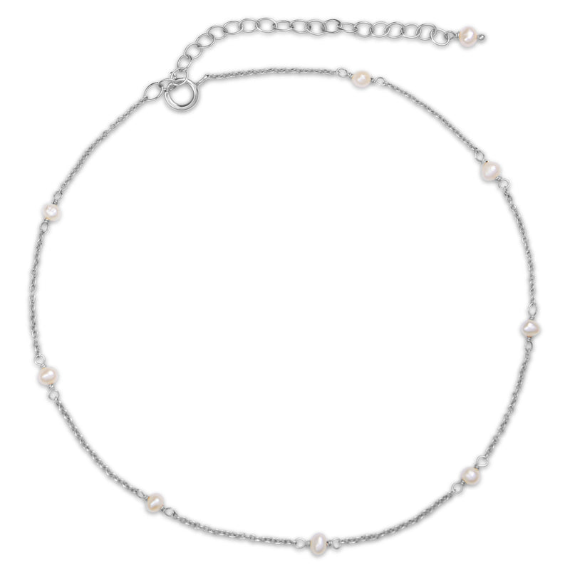 Pearl Chain Anklet Sterling Silver