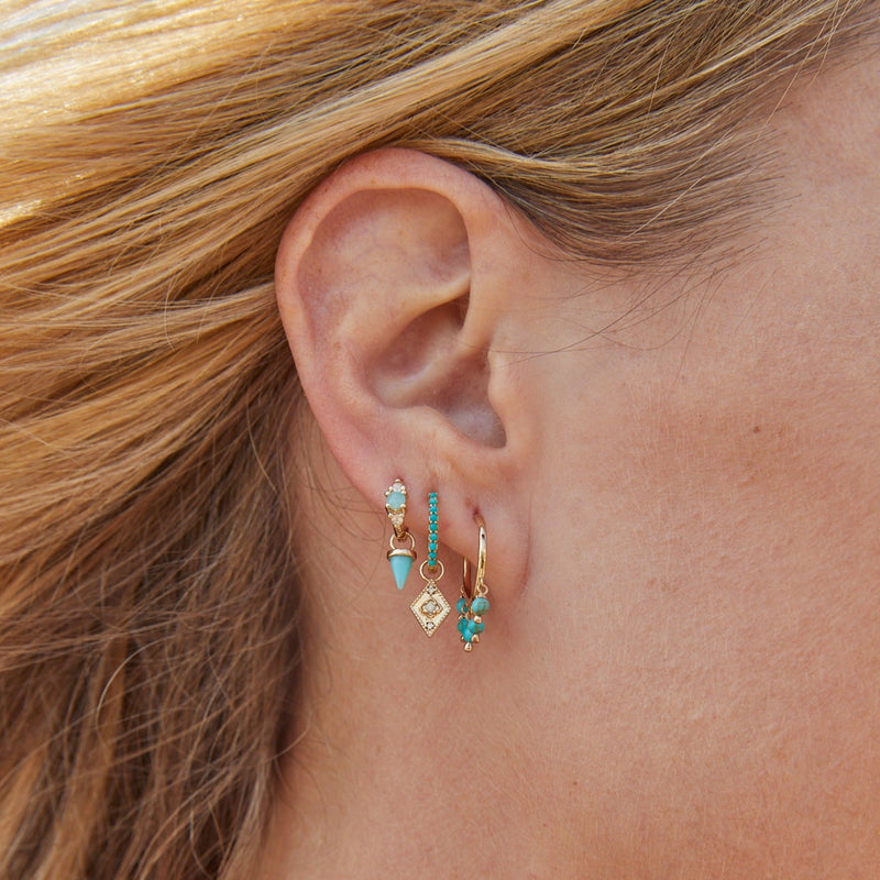 Australian Opal & Diamond Detail Hoop Earrings 9k Gold