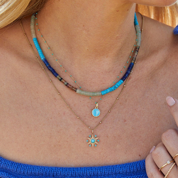 Limited Edition Turquoise Star Necklace 9k Gold