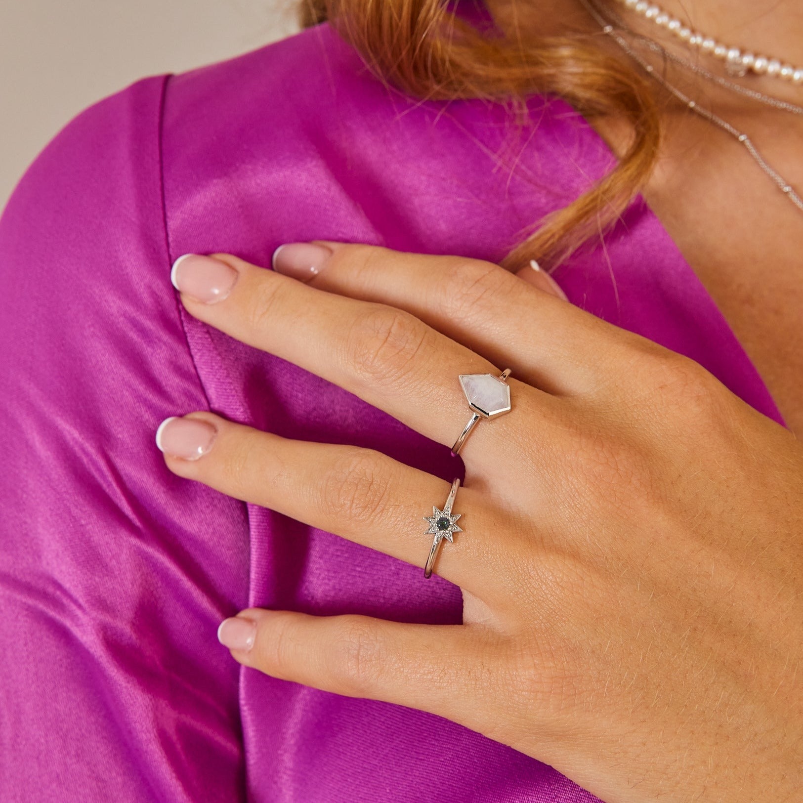 Moonstone Kite Ring Sterling Silver