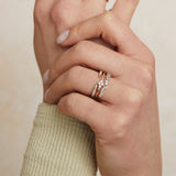 Scattered Diamond & White Topaz Baguette Ring 9k White Gold