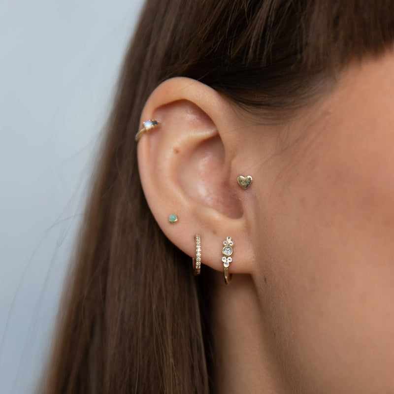 Diamond Pavé Huggie Hoop Earring Pair 9k Gold