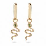 Emerald Snake Hoop Earrings 9k Gold