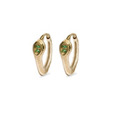 Emerald Snake Huggie Pair 9k Gold