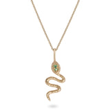 Emerald Snake Necklace 9k Gold