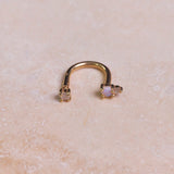 Opal & Diamond U Bar Earring 14k Gold