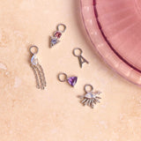 Pink Tourmaline & Tanzanite Geo Earring Charm Sterling Silver