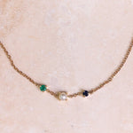 Personalised Birthstone Trio Bracelet 9k Gold on hard surface