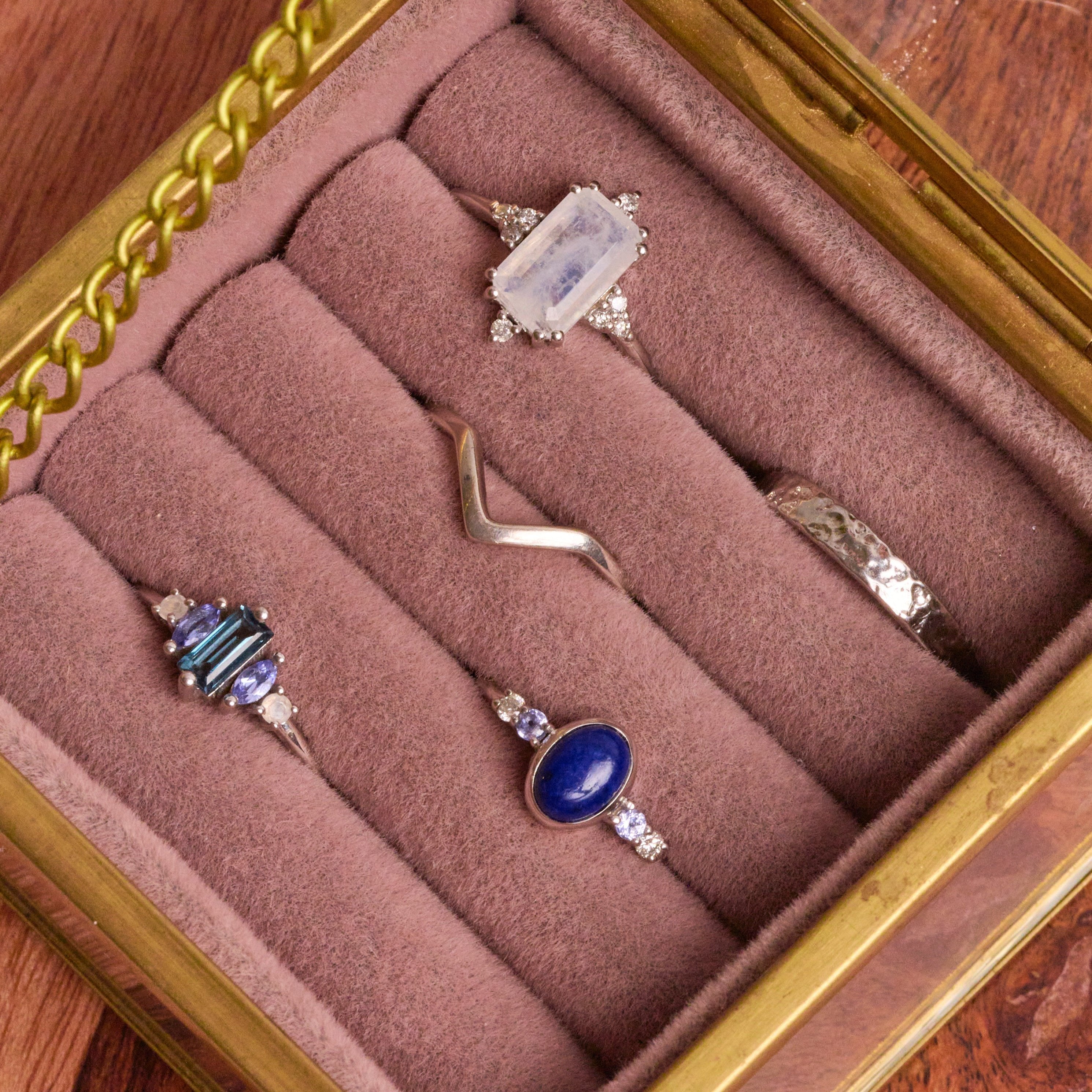 Lapis, Tanzanite & White Sapphire Ring Sterling Silver