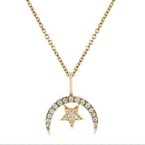 Diamond Starry Night Horn Necklace 9k Gold