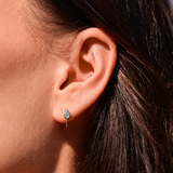 Amazonite Boho Huggie Hoop Earring Pair Sterling Silver