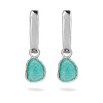 amazonite pebble hoops sterlign silver white background