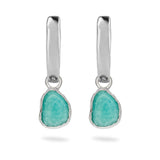 amazonite pebble hoops sterlign silver white background