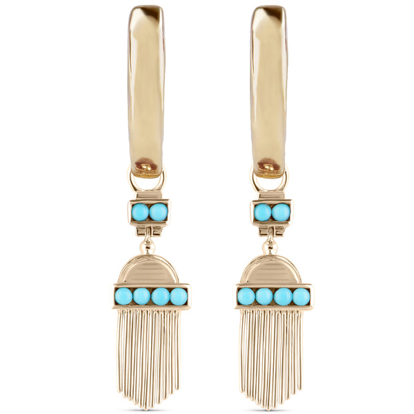 Limited Edition Aztec Turquoise Hoop Earrings 9k Gold