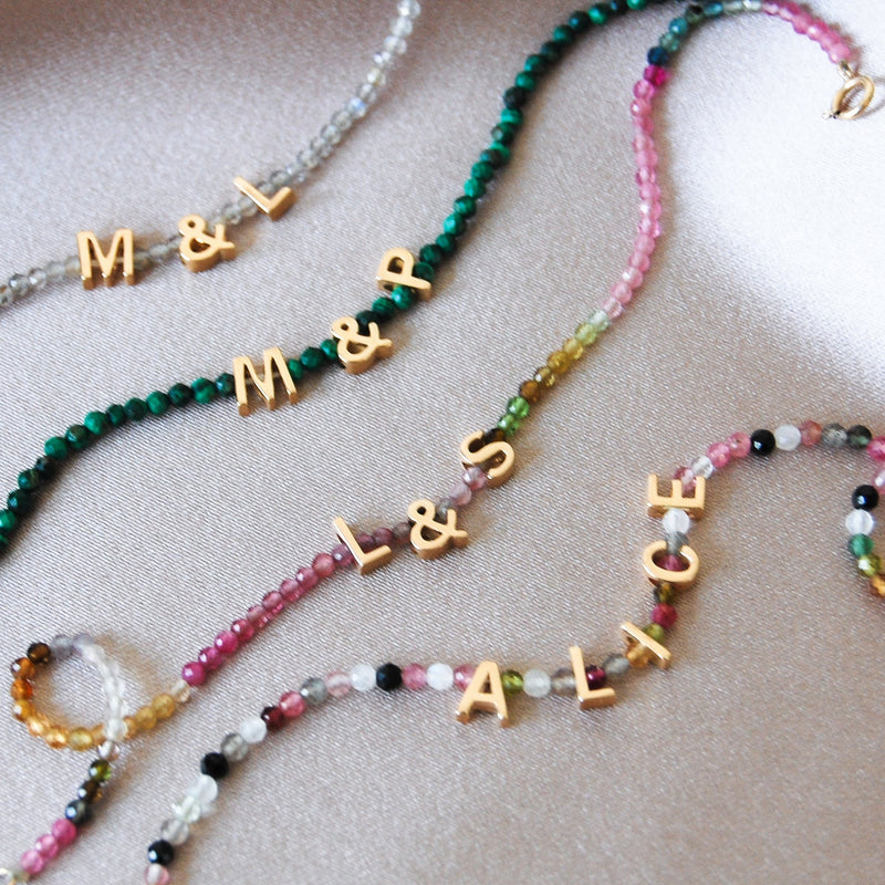 Personalised Beaded Necklace 9k Gold