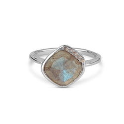 Grecian Labradorite Stone Ring Sterling Silver