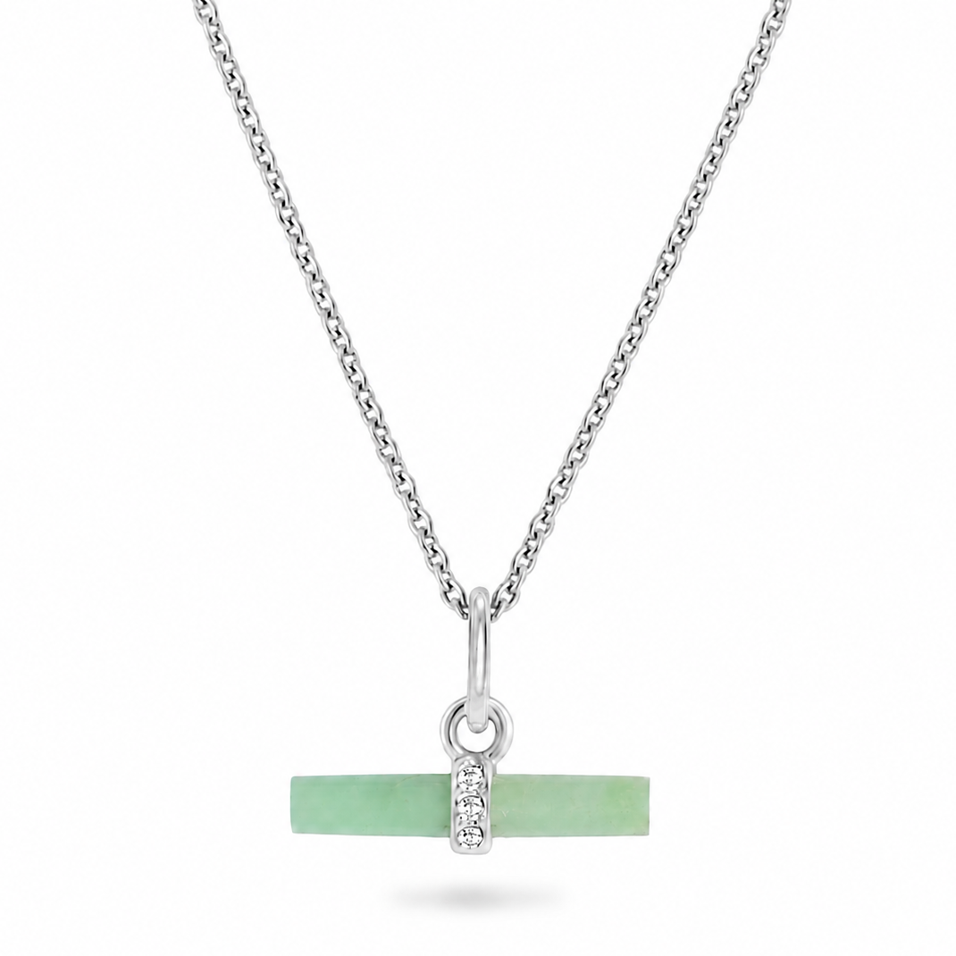Chrysoprase T-Bar Necklace Sterling Silver on white background