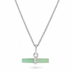 Chrysoprase T-Bar Necklace Sterling Silver on white background