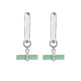 Chrysoprase T-Bar Hoop Earrings Sterling Silver
