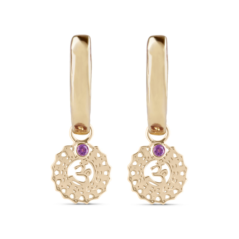 Crown Chakra Hoop Earrings 9k Gold