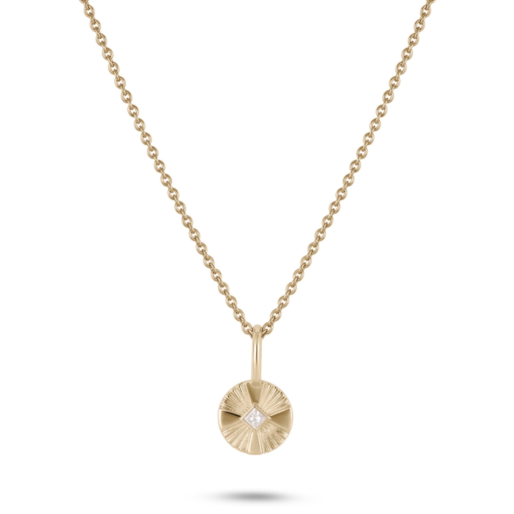 diamond solid gold coin necklace