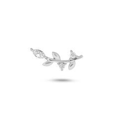 white gold diamond leaf flat back