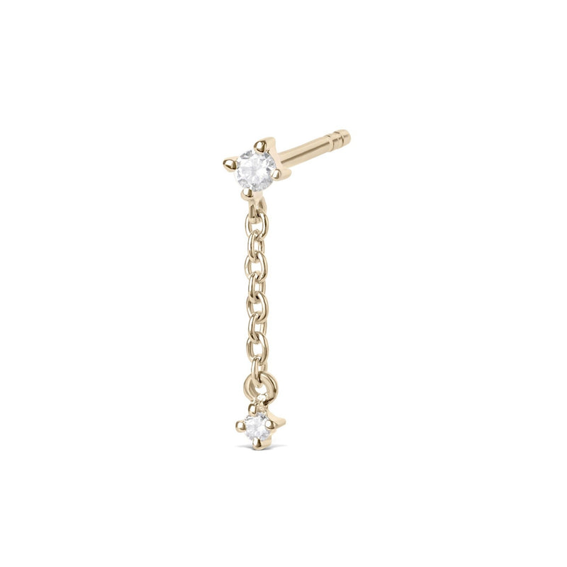 Diamond Solitaire Chain Stud Earring 9k Gold