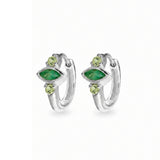 Emerald & Peridot Huggie Hoop Earring Pair Sterling Silver