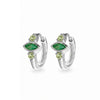 Emerald & Peridot Huggie Hoop Earring Pair Sterling Silver