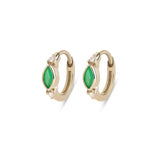 Emerald & Diamond Marquise Huggie Hoop Earring Pair 9k Gold