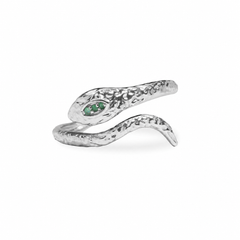 Emerald Snake Ring Sterling Silver