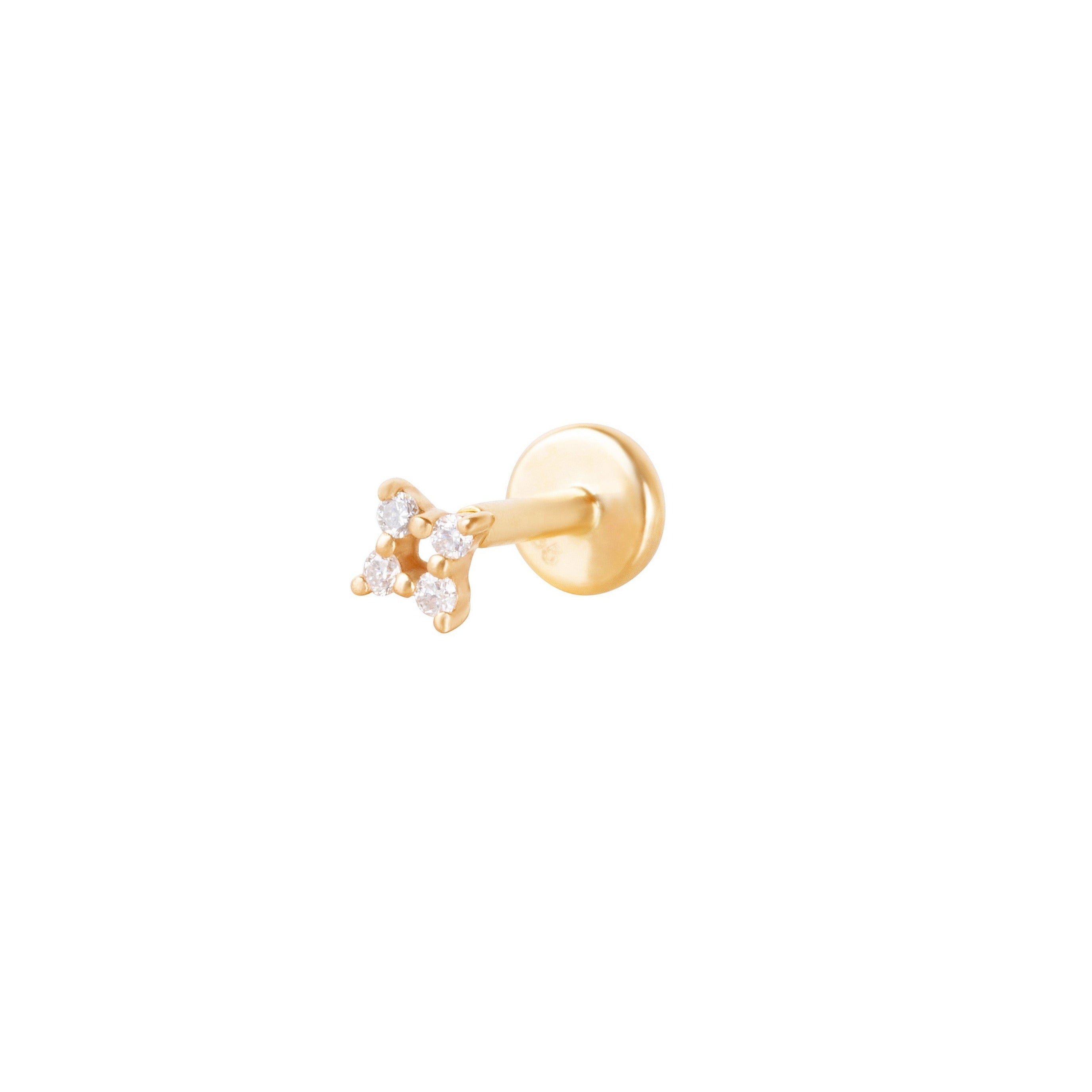 Four Point Diamond Flat Back Earring 14k Gold Sample