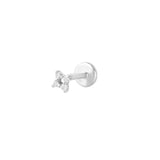 Four Point Diamond Flat Back Earring 14k White Gold Sample