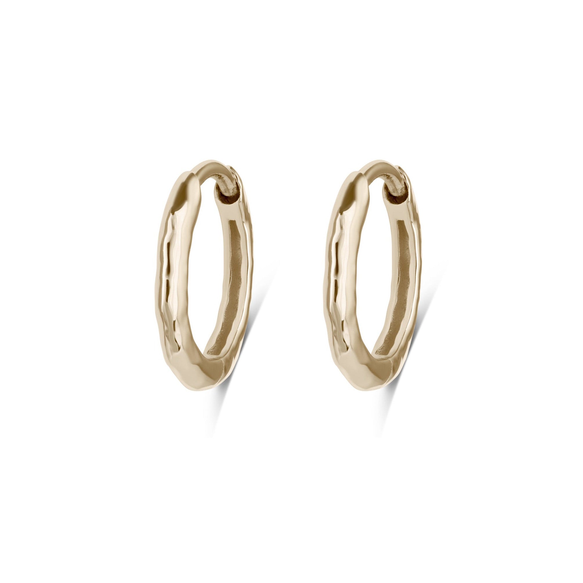 Hammered Huggie Hoop Earring Pair 9k Gold